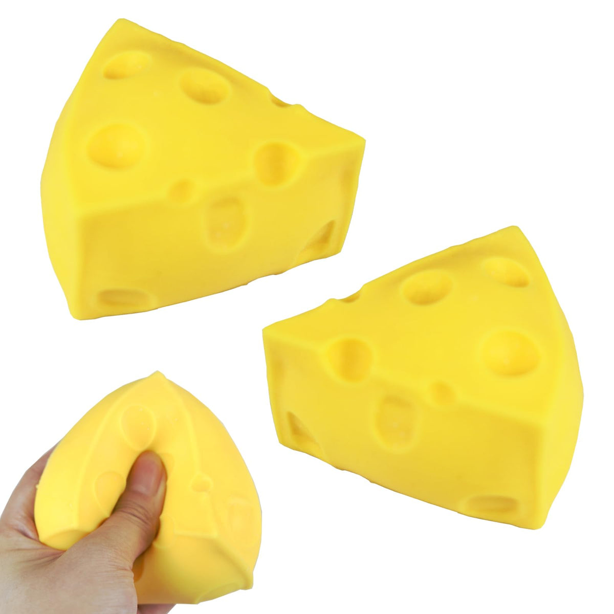 2 Pcs Cheese Squishy Cheese Stress Ball Squeezing Stress Relief Toy for Birthday Gifts Partied Decoration Etc.